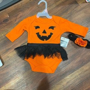 NWT Infants Pumpkin w/Tutu Onesie